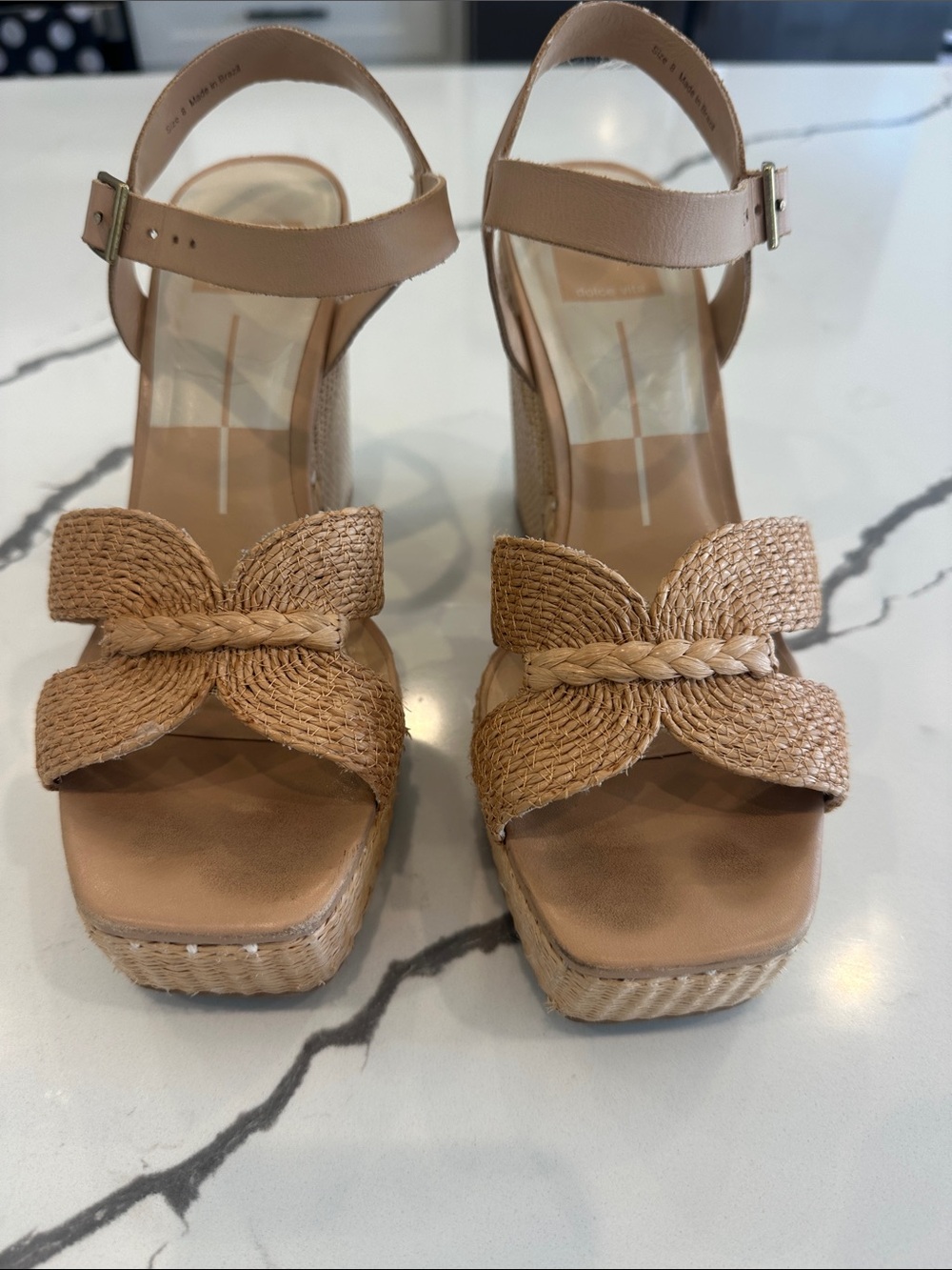 Dolce Vita Tan Woven Bow Espadrille Wedge Sandals